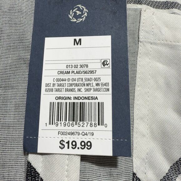 Universal Thread Button Up Shirt Women’s Size M Black & Cream Hint of Pink Plaid - Picture 7 of 10